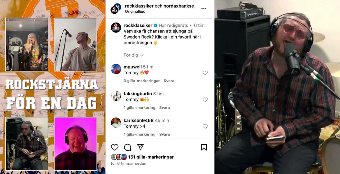Tommy Hedlund gör ett framträdande på Rockklassikers Instagramkonto.