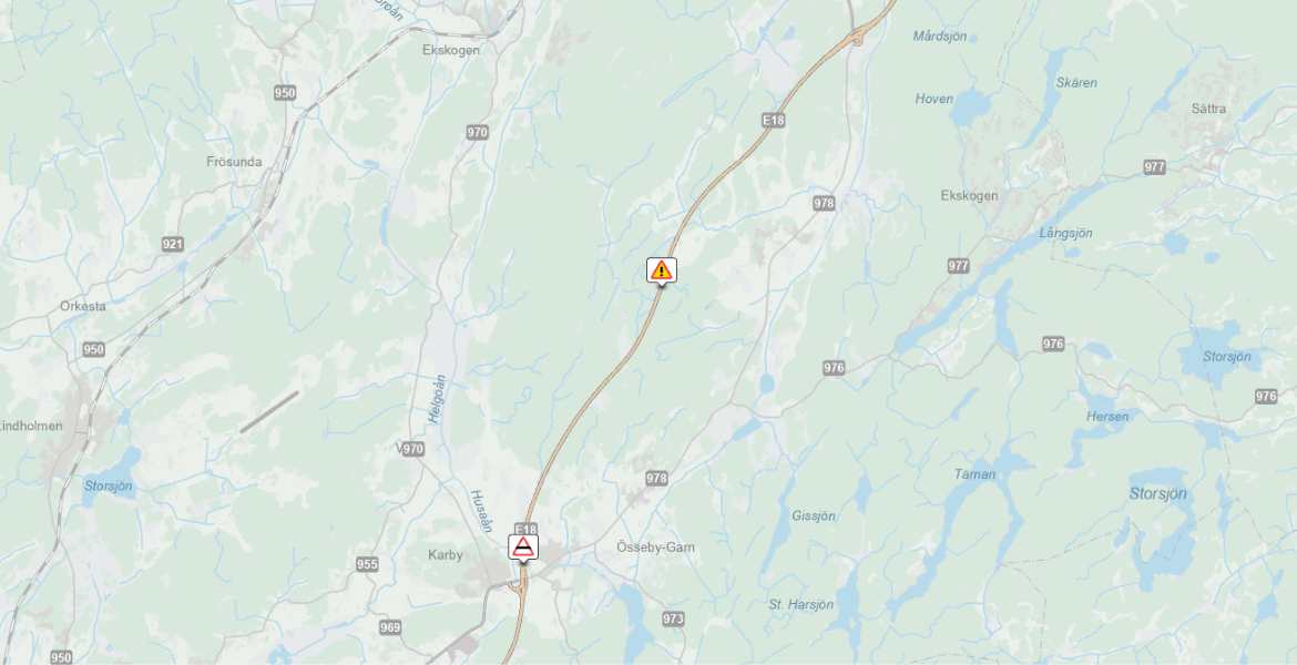 Vägkarta över Södra Roslagen.