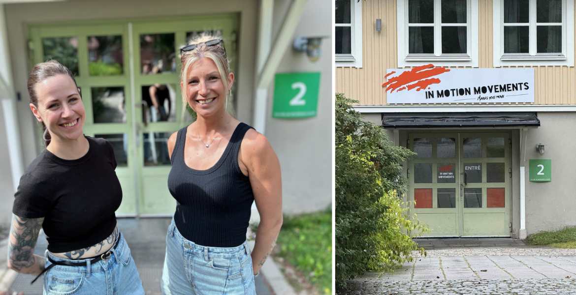 Amanda Rangemo och kollegan bredvid sin nya dansstudio i Norrtälje.